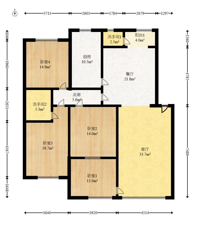 林苑小區(qū)  3室2廳2衛(wèi)    90.0萬室內(nèi)圖1