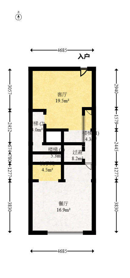 宏景名厦  2室2厅1卫   90.80万户型图