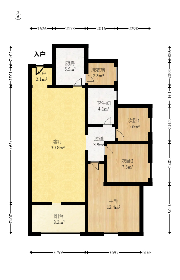 碧桂园威尼斯城 3室2厅1卫 80.0万 碧桂园威尼斯城 3室2厅1卫 80.0万户型图