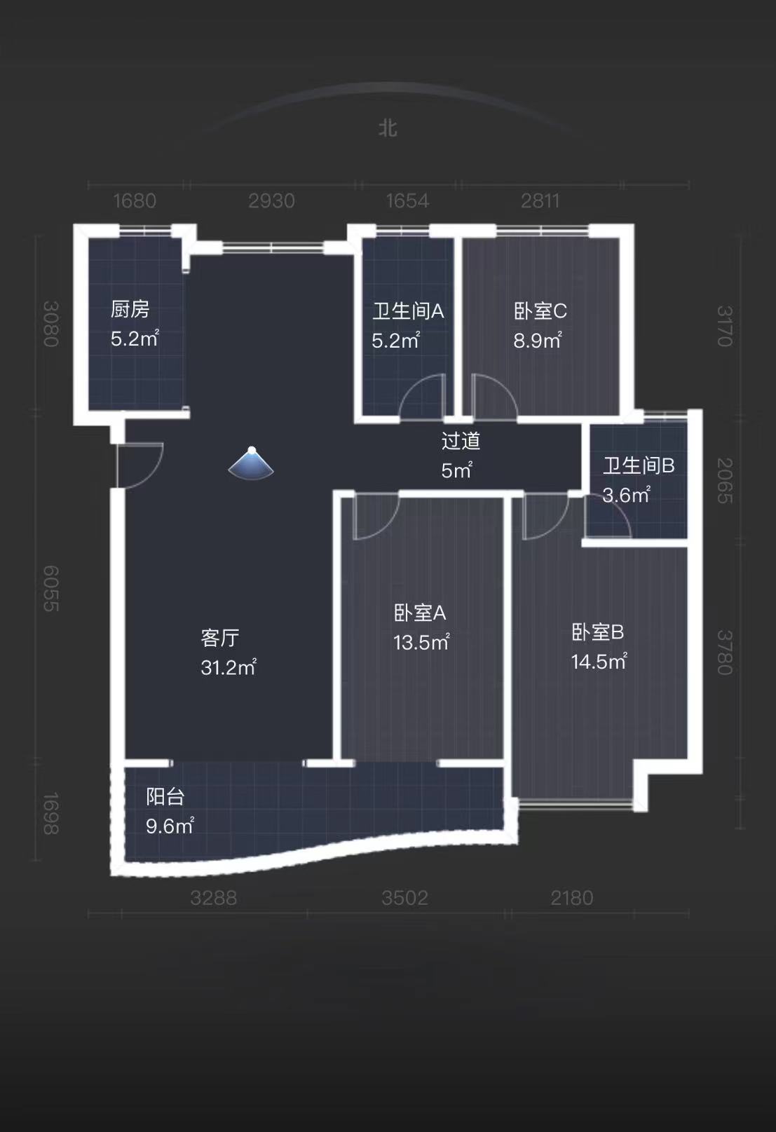 天元区锦绣华都  3室2厅2卫   59.00万