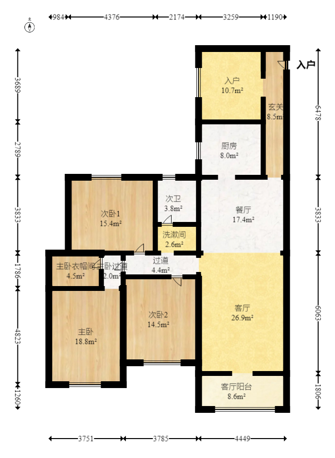西湖麗景  3室2廳2衛(wèi)    169.8萬(wàn)室內(nèi)圖1