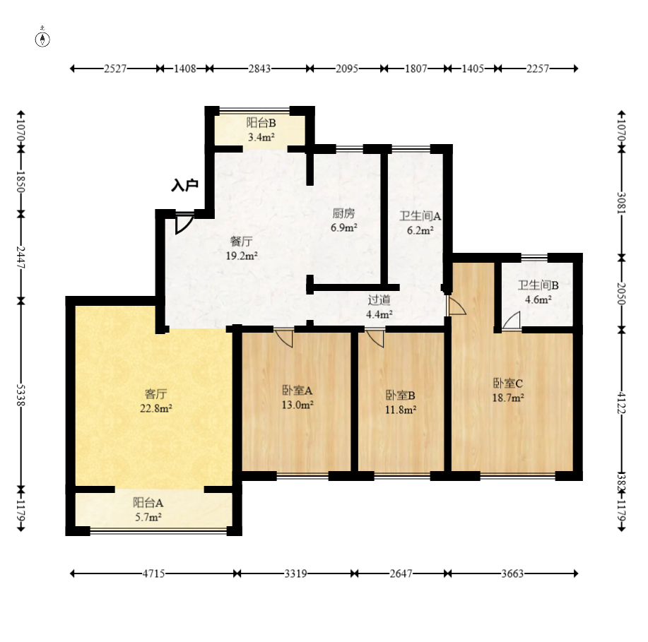 圣爵菲斯  3室2厅1卫   115.80万室内图1