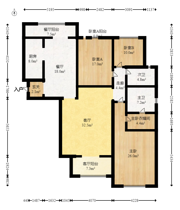保利花园  3室2厅2卫   120.00万室内图1