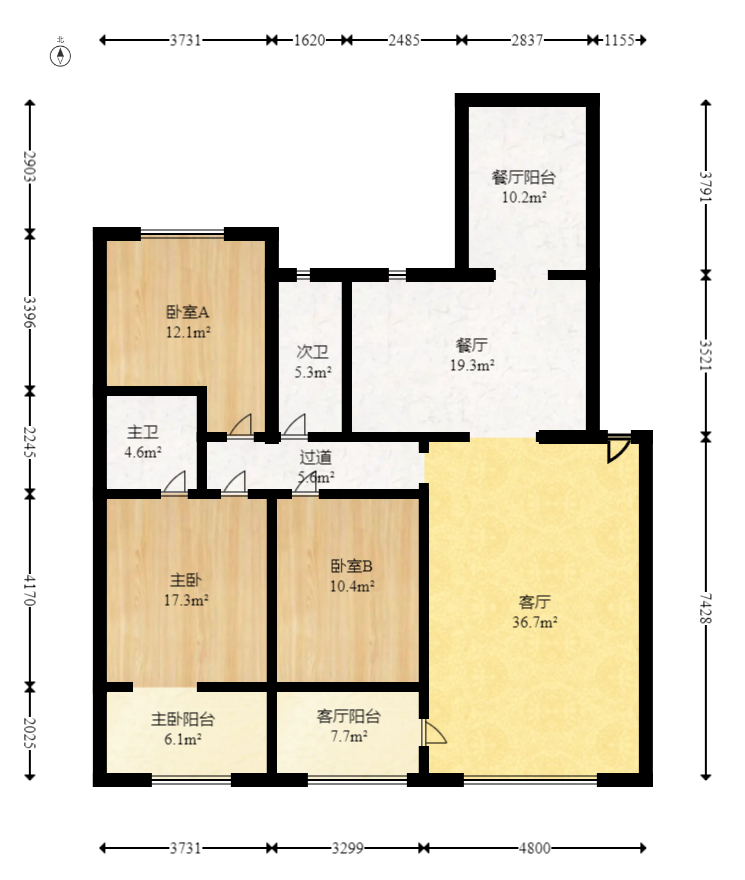 地税三分局（岳麓区税务局）  3室2厅2卫   158.00万室内图1