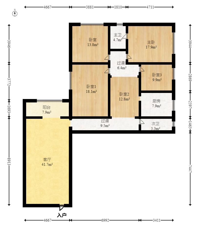 新大新  4室2厅2卫   170.00万室内图1