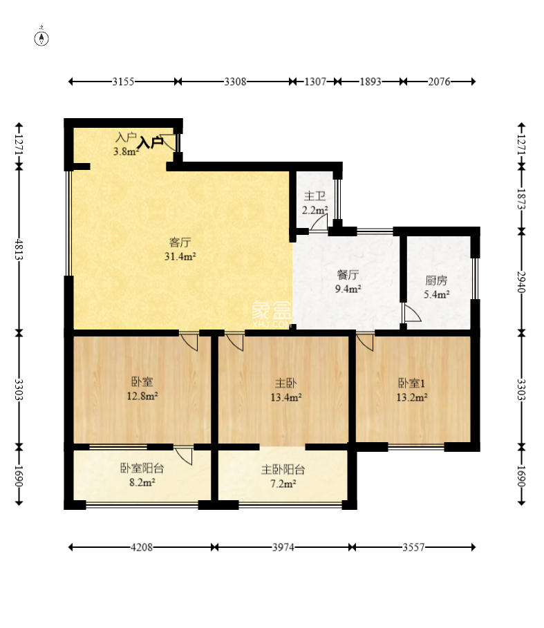 椰林公寓  3室2厅1卫   69.80万室内图1