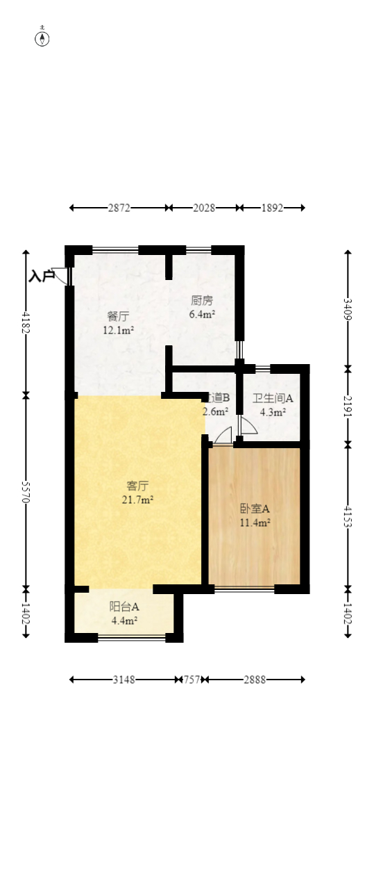 澳海谷山府  4室2厅2卫   100.00万室内图1