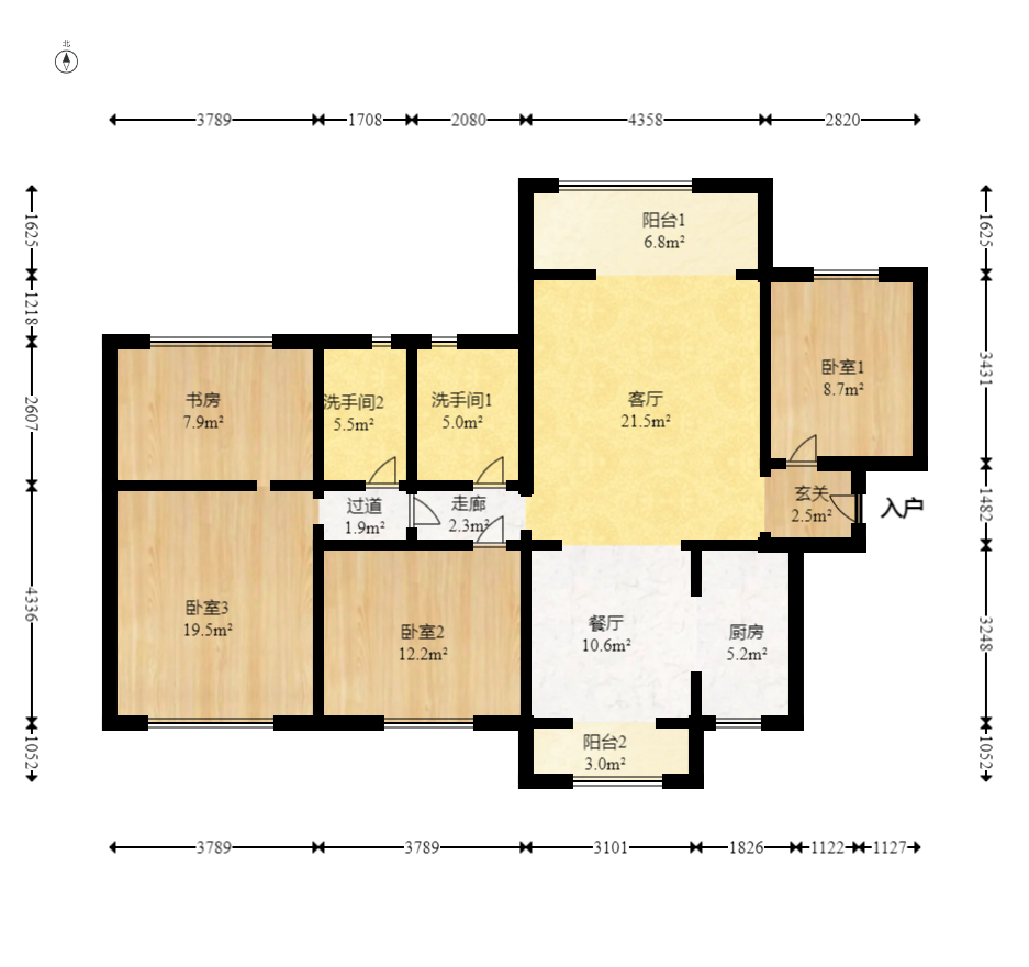 上海城小区  3室2厅1卫    162.0万室内图1