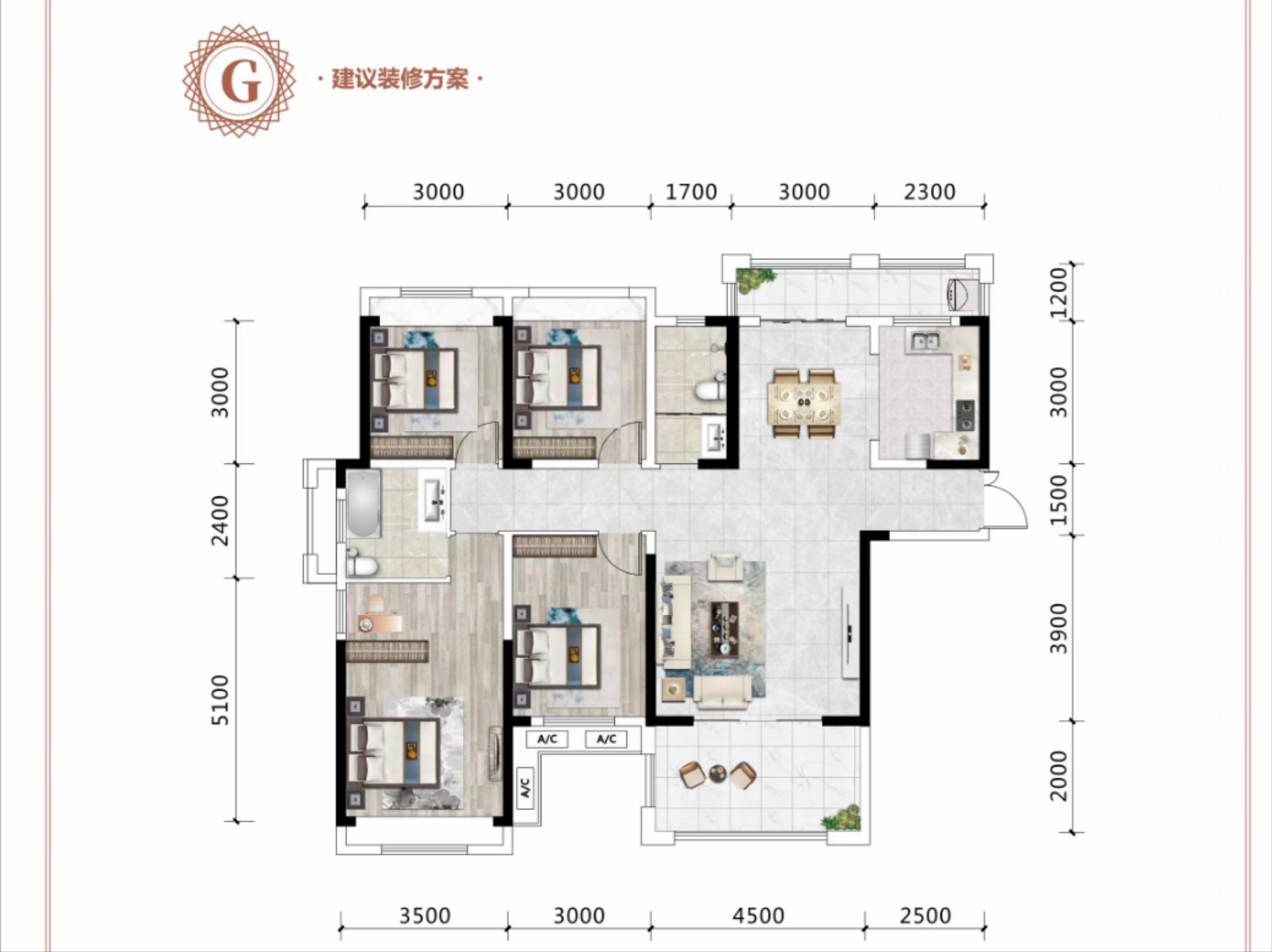 沐林美郡  3室2厅2卫   69.80万户型图