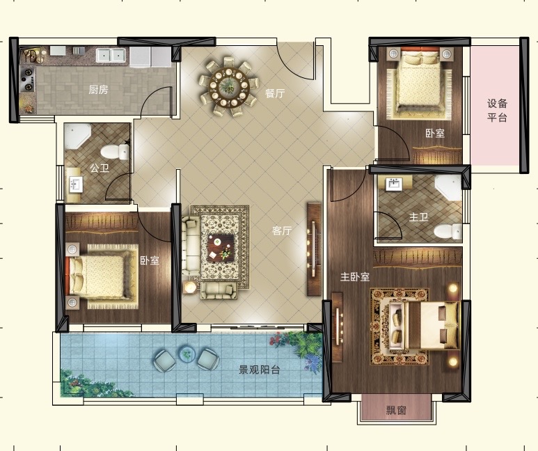 东湖山庄二期  3室2厅2卫   46.80万户型图