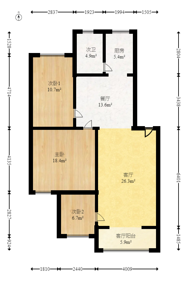 德润园  3室2厅1卫    84.96万室内图1