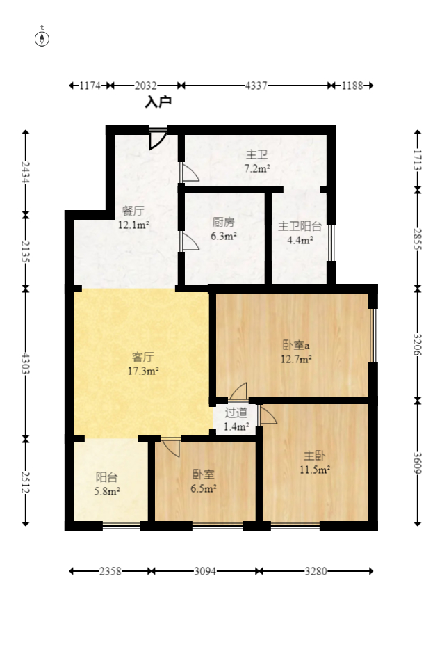 山水湾  3室2厅1卫    63.0万室内图1