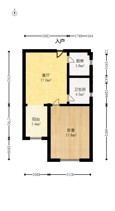 达美D6区  1室1厅1卫   36.80万室内图1