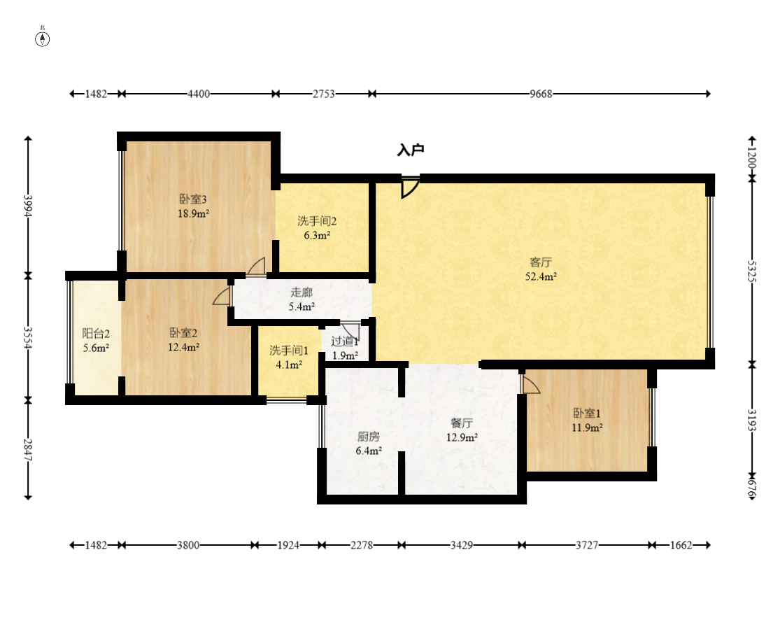 中建桂苑  3室2厅2卫   108.00万室内图1