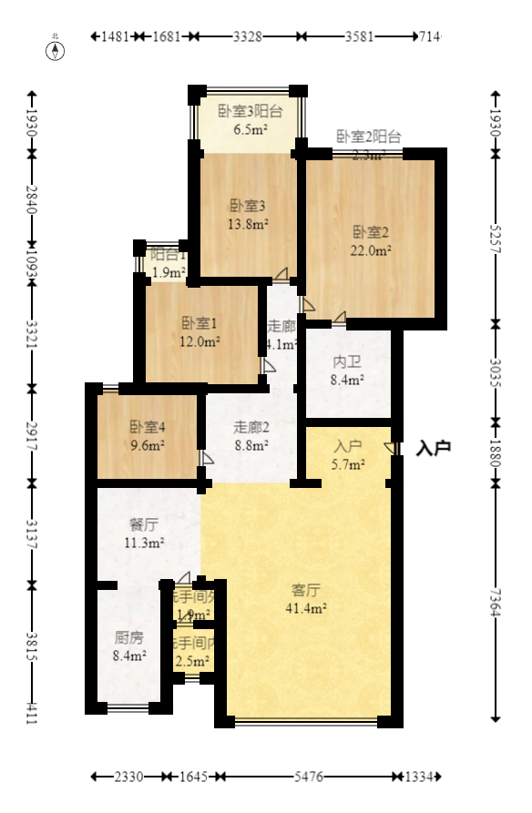 中江锦城  4室2厅2卫    143.9万室内图1