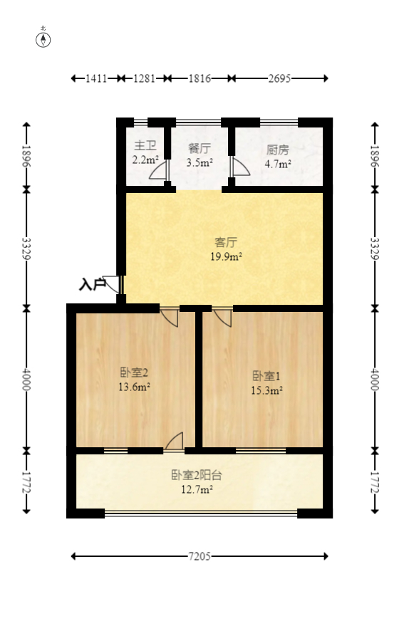 长重机械厂宿舍  2室1厅1卫   39.00万室内图1