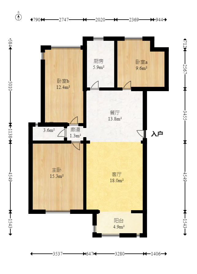 保利麓谷林语E区  3室2厅1卫   125.00万室内图1