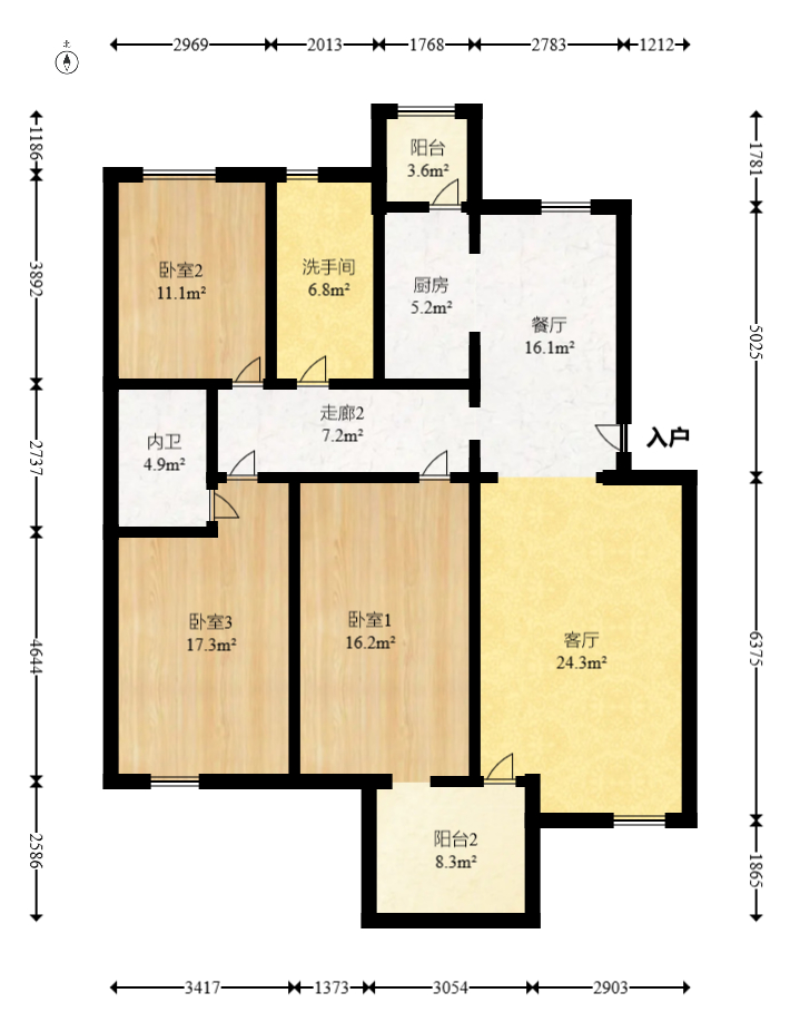 西街花园 3室2厅2卫 143.0万 西街花园 3室2厅2卫 143.0万户型图