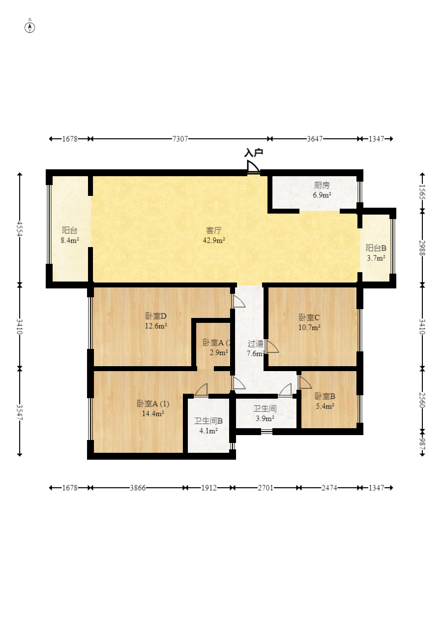 梅溪湖金茂湾  4室2厅2卫    155.0万室内图1
