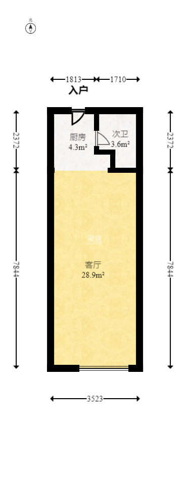 梅溪国际公寓（步步高新天地）  1室1厅1卫   42.80万室内图1