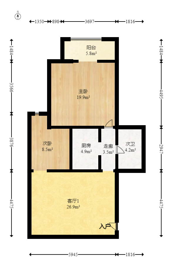 华贸大厦（华贸花苑）  2室2厅1卫   98.00万室内图1