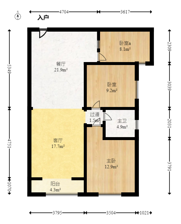 中安善化国际 2室2厅1卫 42.5万 中安善化国际 2室2厅1卫 42.5万户型图