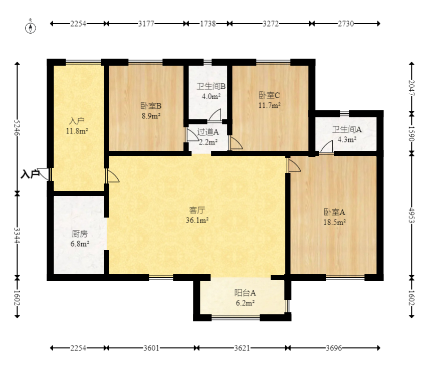 时代倾城五期  3室2厅2卫   110.00万室内图1