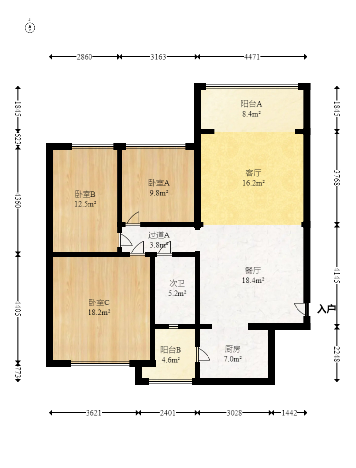 恒大城  3室2厅1卫   115.00万室内图1