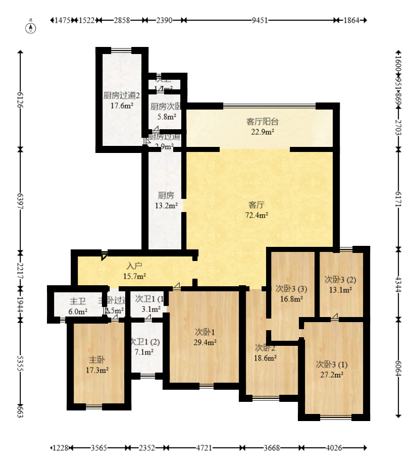 保利国际广场  5室2厅4卫    537.0万室内图1