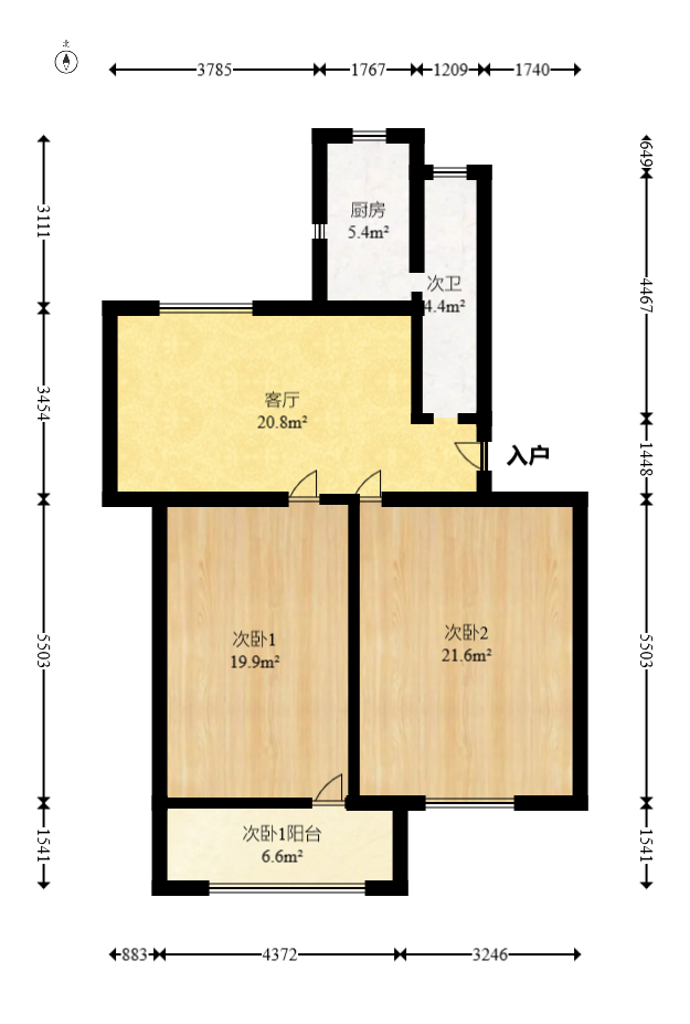 水泵厂宿舍  2室2厅1卫   52.00万室内图1