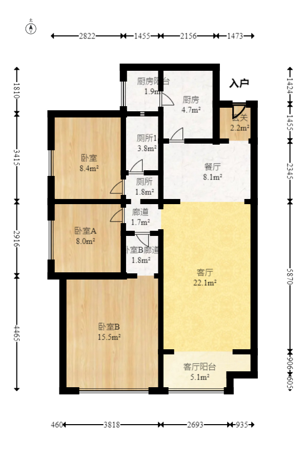 江山帝景哈佛  3室2厅1卫    114.49万室内图1