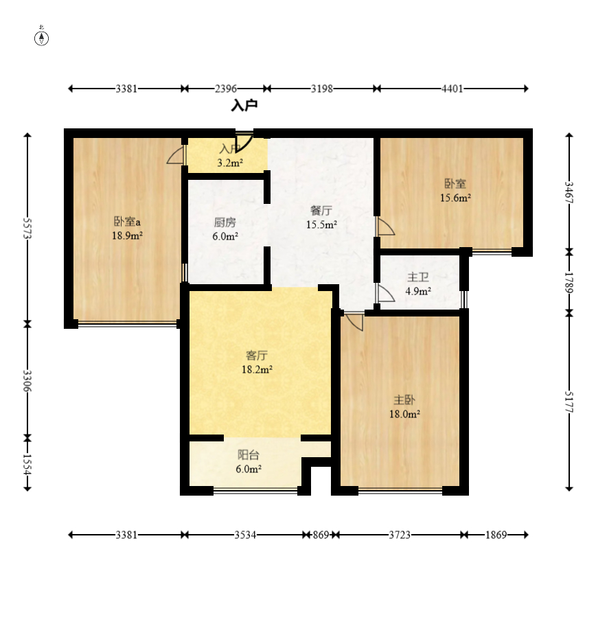 三一街区  3室2厅1卫   74.80万室内图1