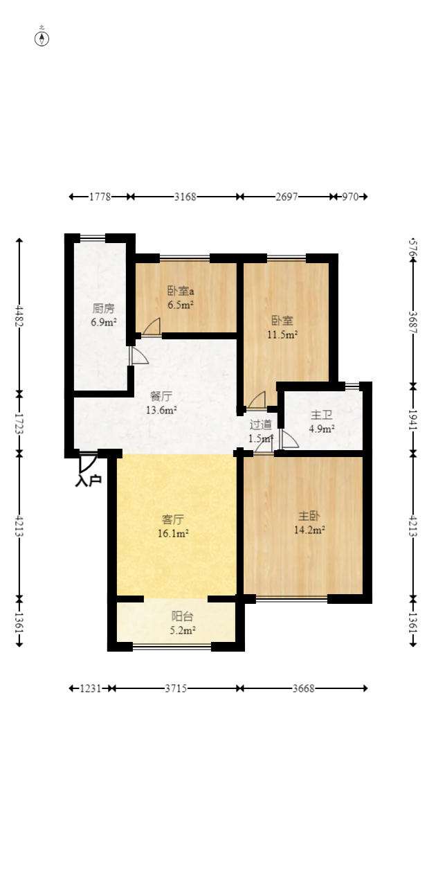 山水湾  3室2厅1卫   55.00万室内图1