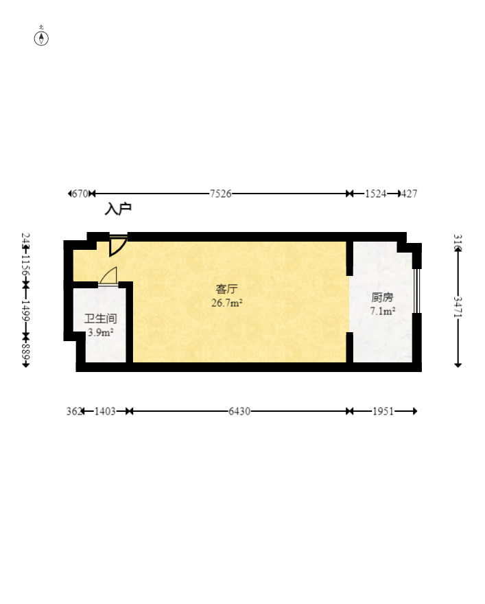 新远时代  1室1厅1卫    16.8万室内图1