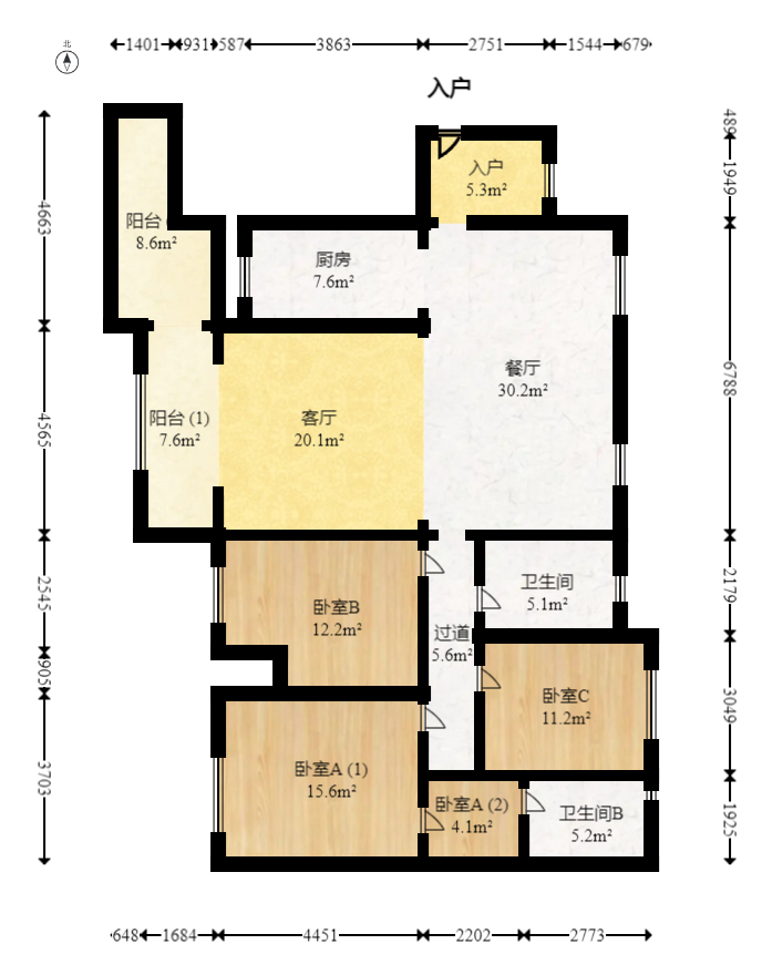 达美D6区  4室2厅2卫   149.80万室内图1
