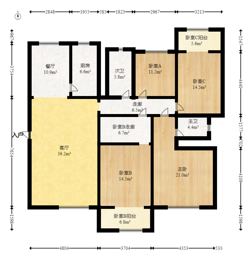 富景园  4室2厅2卫   180.00万室内图1