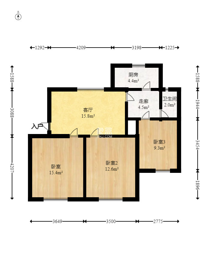 湖南师大张公岭校区宿舍  3室1厅1卫   45.00万