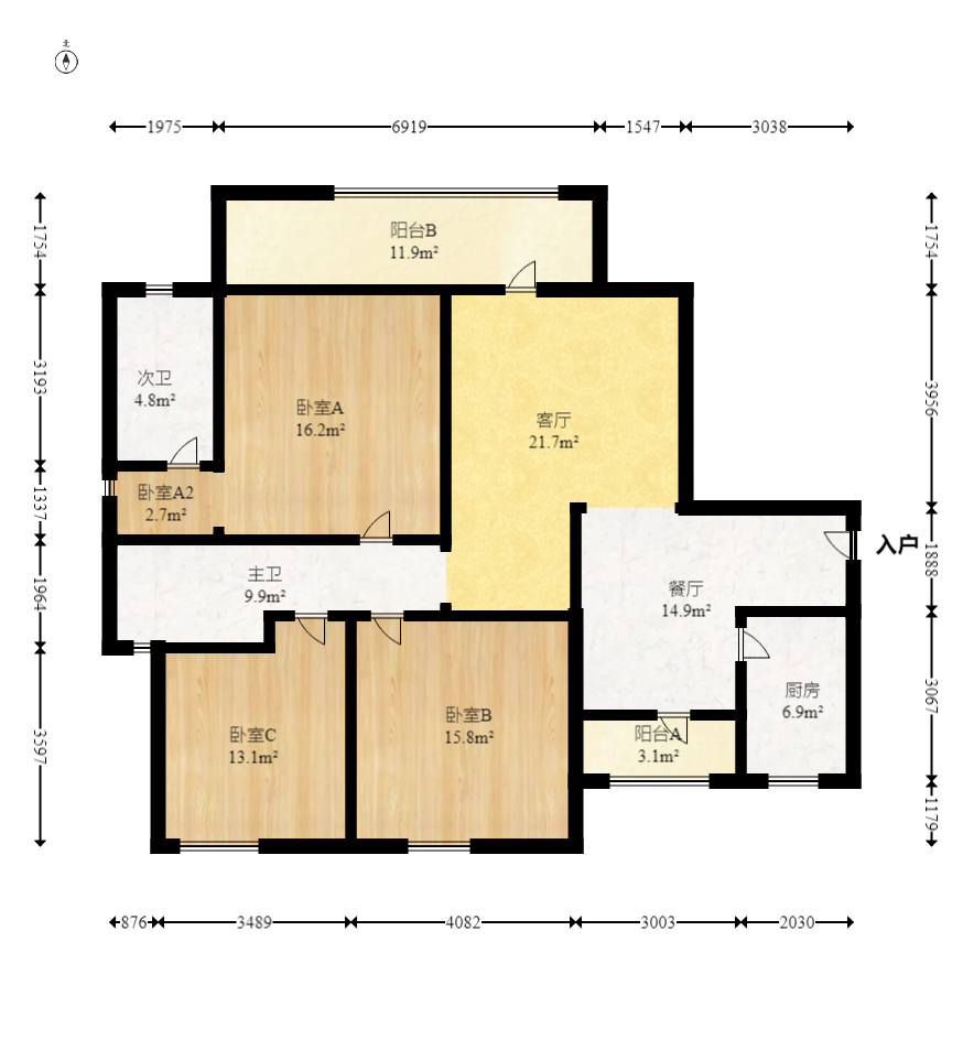 新城新世界一二三期  3室2厅1卫   148.00万室内图1