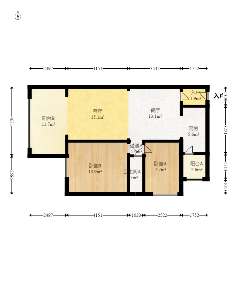 时代倾城三期 2室2厅1卫 86.8万 时代倾城三期 2室2厅1卫 86.8万户型图