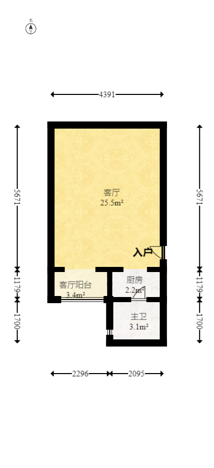 明城公寓 1室1厅1卫 20.8万 明城公寓 1室1厅1卫 20.8万户型图