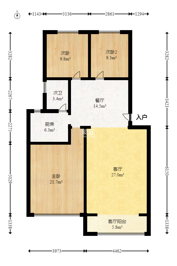 枫林美景  3室2厅1卫   87.00万