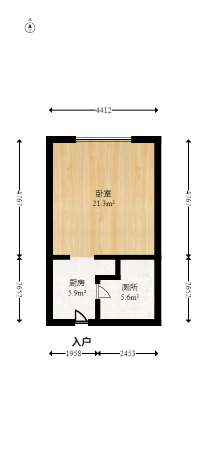 江山帝景哈佛  1室1厅1卫   37.50万室内图1