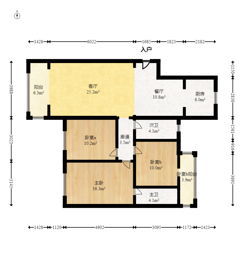 梦想新天地  3室2厅2卫    151.8万 梦想新天地  3室2厅2卫    151.8万户型图