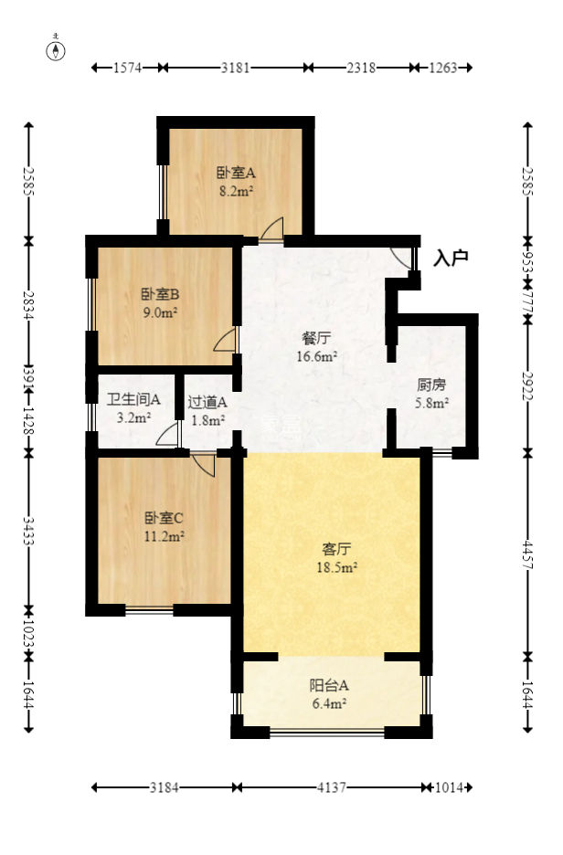 富基世纪公园  3室2厅1卫   53.80万