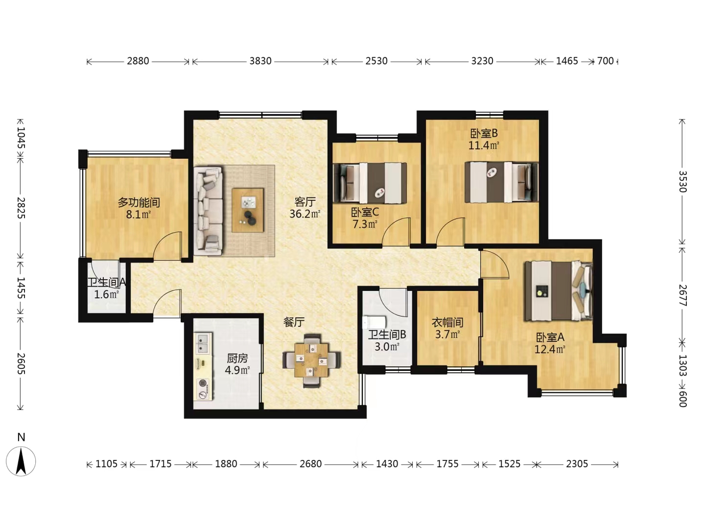 圣华名城建设北路110号 4室2厅2卫 38.0万 圣华名城建设北路110号 4室2厅2卫 38.0万室内图