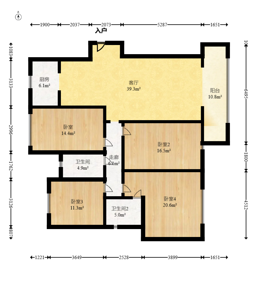 龙湖碧桂园天宸原著 4室2厅2卫 155.0万 龙湖碧桂园天宸原著 4室2厅2卫 155.0万户型图