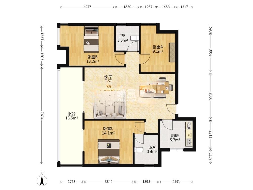 时代新城(翰林府) 3室2厅2卫 39.8万 时代新城(翰林府) 3室2厅2卫 39.8万室内图
