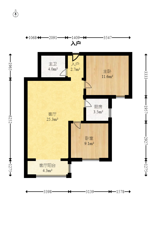时代星城 2室2厅1卫 55.0万 时代星城 2室2厅1卫 55.0万户型图