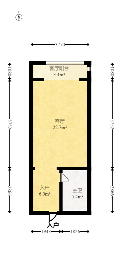 时代星城  1室1厅1卫   22.00万室内图1