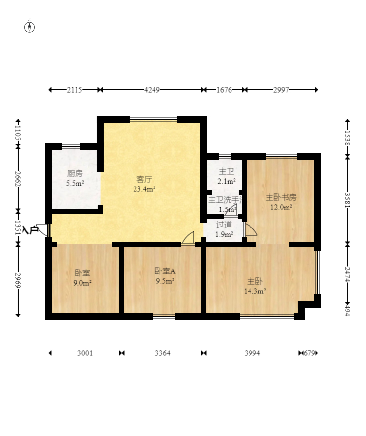 楚天世纪城东苑 3室2厅1卫 69.00万 楚天世纪城东苑 3室2厅1卫 69.00万户型图